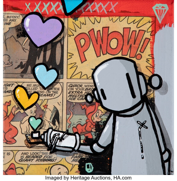 Artwork by Chris RWK, Spray The Rainbow, Made of Acrylic and comic strip on canvas