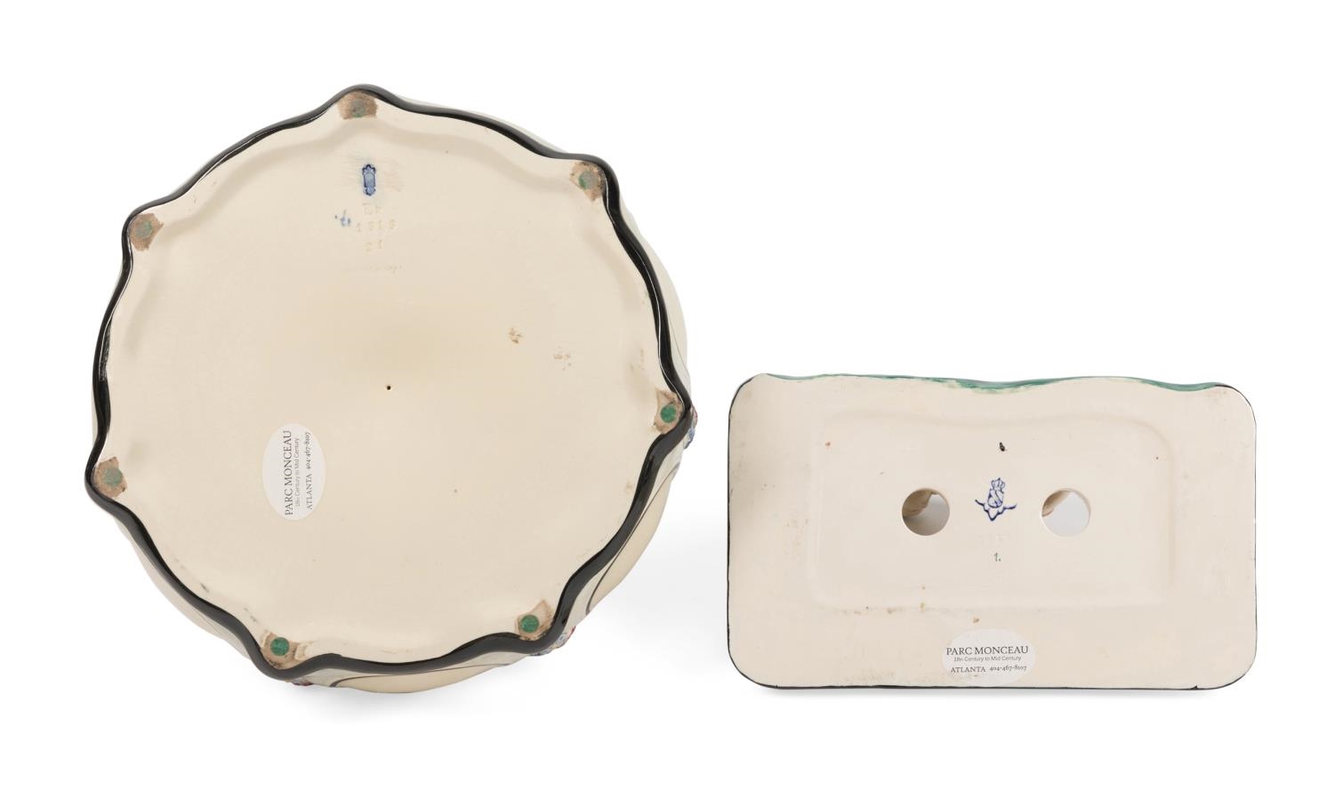 Wilhelm Süs WILHELM SUS FOR KARLSRUHE MAJOLIKA BOWL & INKSTAND (1901