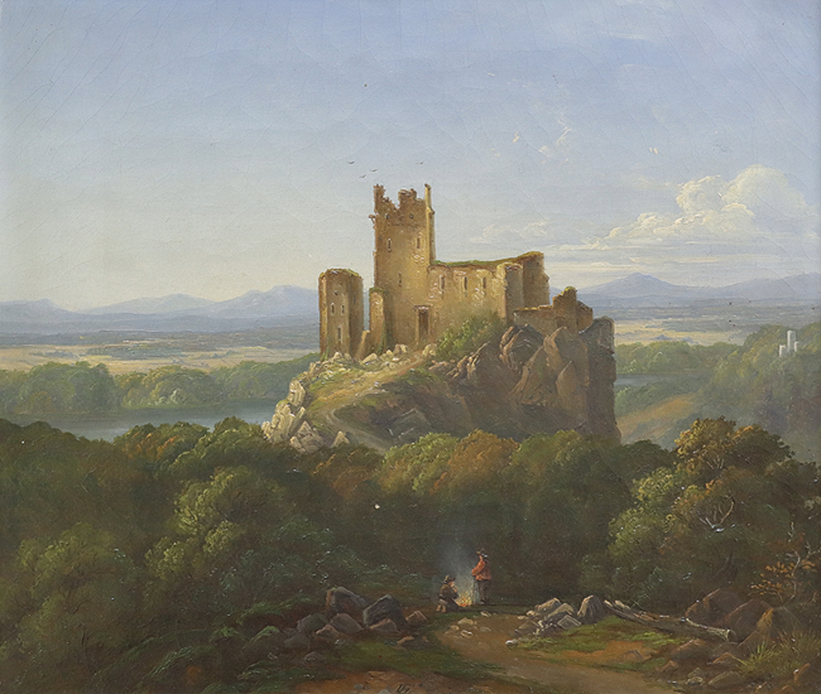 Artwork by Eduard Grieben, Landschaft mit Burgruine,