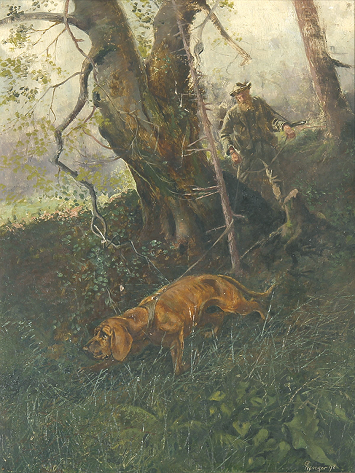 Albert Singer | Jagdhund mit Fasan. (1898) | MutualArt