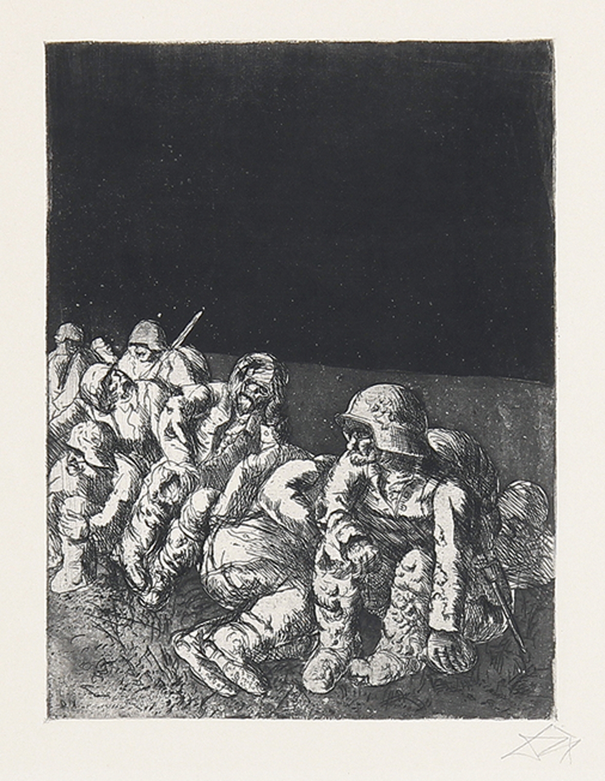 Artwork by Otto Dix, Ruhende Kompanie., Made of Bütten