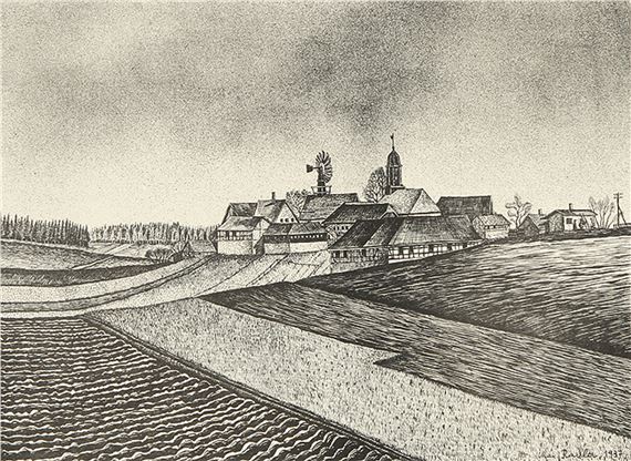 Felder bei einem Dorf.