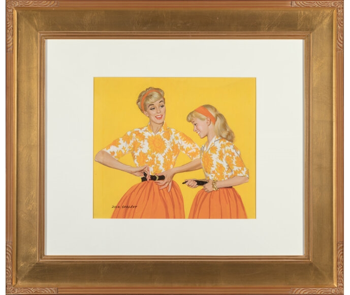 Artwork by Richard Sargent, Mother and Daughter, Post Cereal Advertisement, Made of Gouache on board