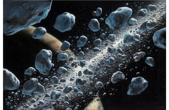 Within Saturn's Rings, Omni magazine illustration, by Ludek Pesek, September 1978