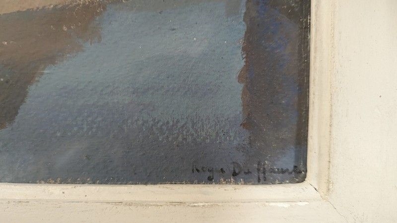 Artwork by Roger Duffaure, Vieux pont à Saint-Jean-Pied-de-Port, Made of Oil on cardboard