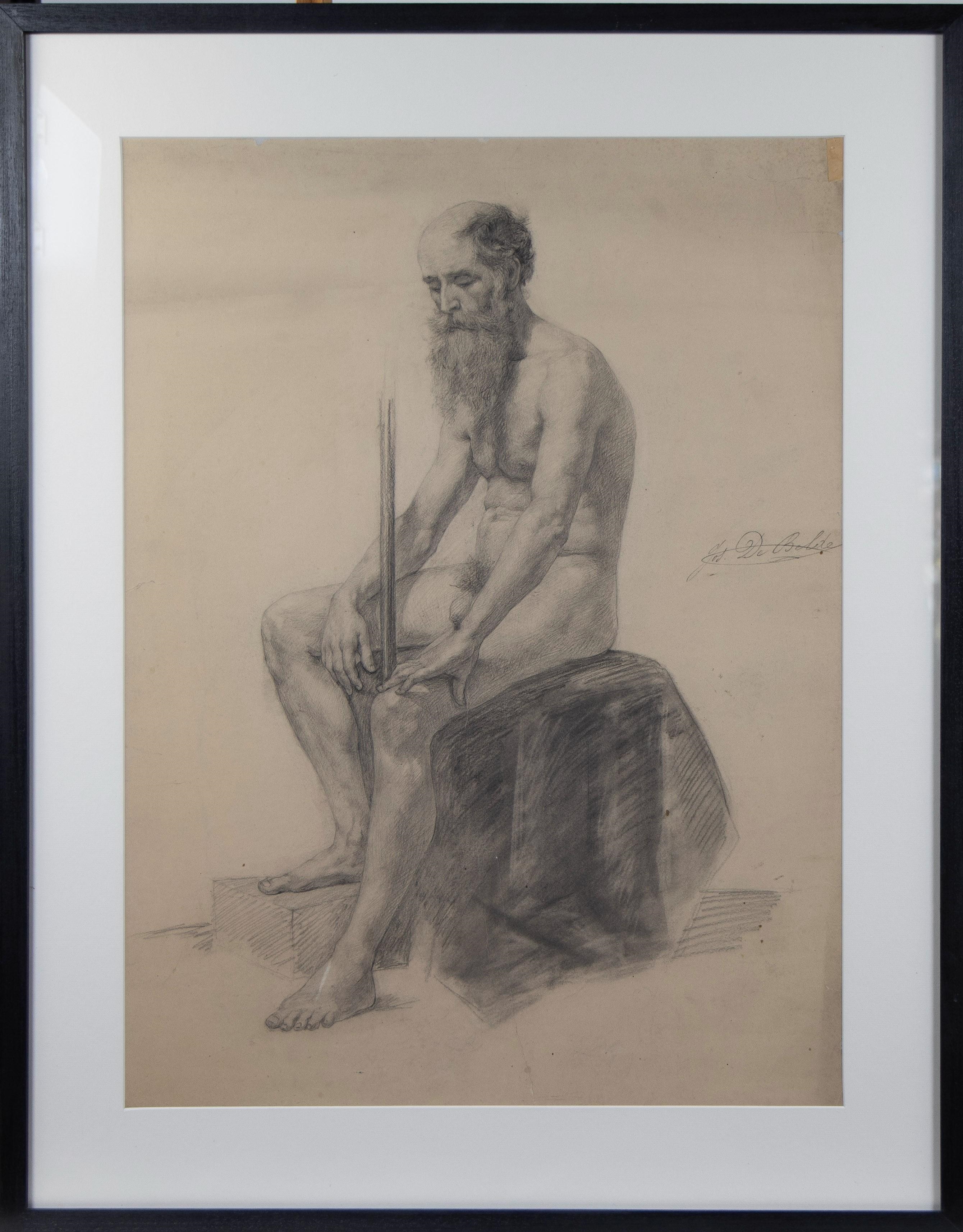 Jozef De Belder | Seated male nude | MutualArt
