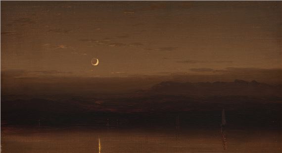 River Scene by Moonlight by Sanford Robinson Gifford, Executed circa 1865