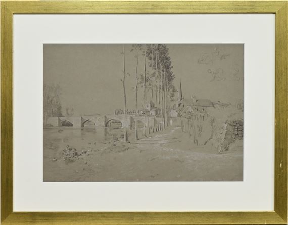 LAS LAVANDERAS, BRIDGE AT ST SAVIN STUDY by John Bulloch Souter