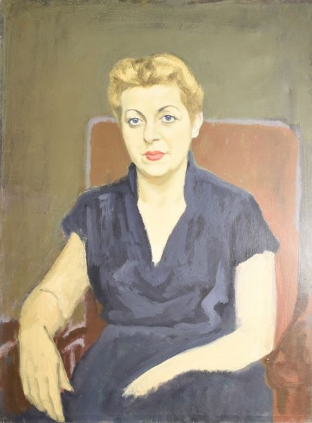 Jacob Markiel | Portrait of a Blonde Lady in a Blue Dress | MutualArt