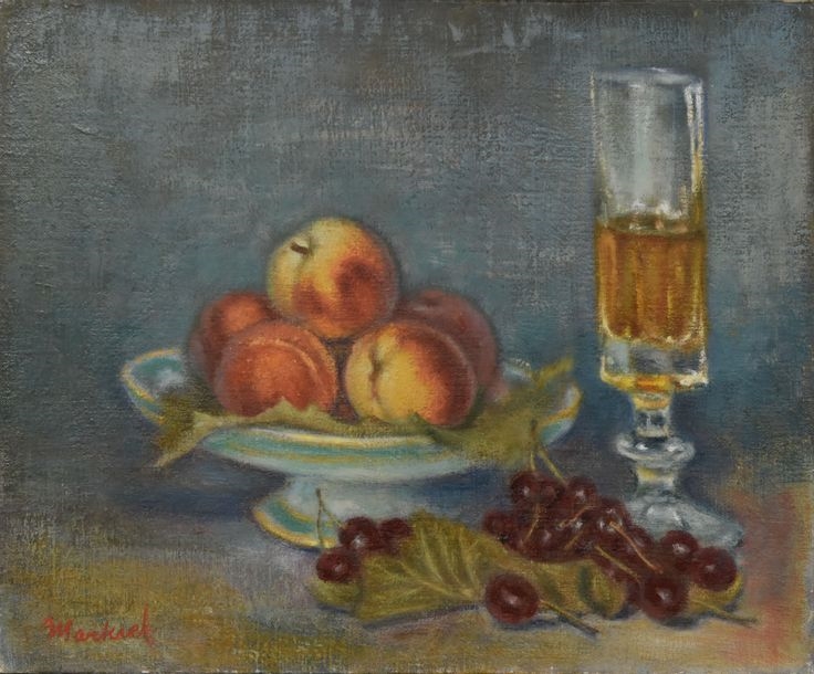 Jacob Markiel Fruit and Glass of Wine MutualArt