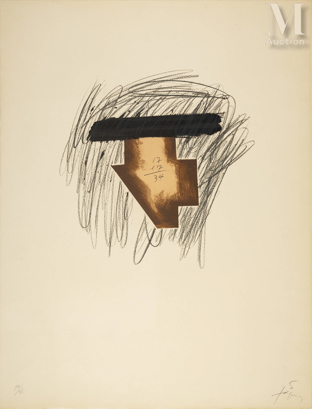 Lithographie Originale Antoni Tàpies 1976 - Encadrée - Signée - Format 11x17 - Occasion Excellent État