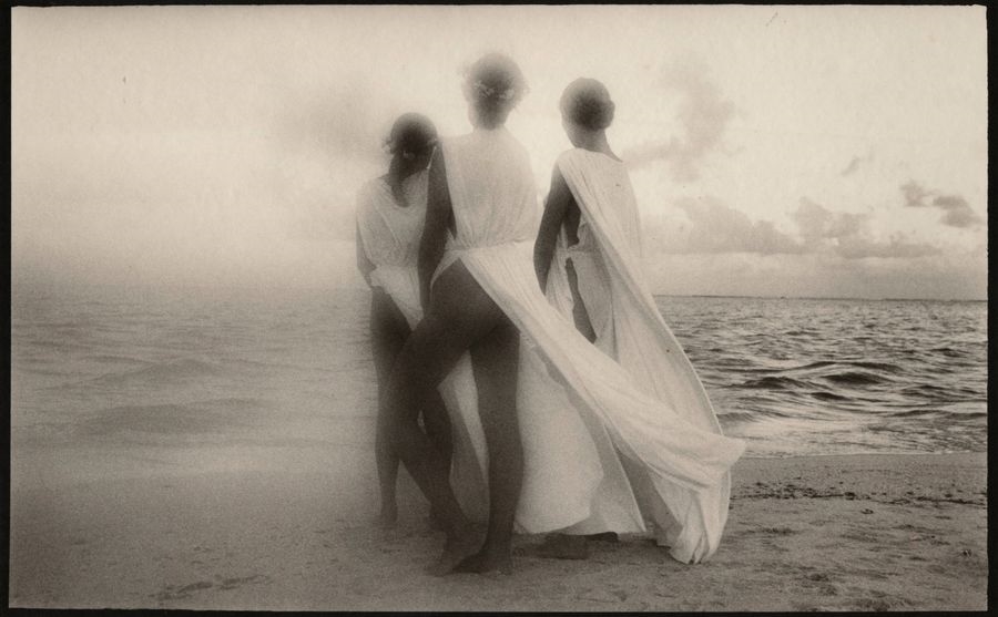 Artwork by David Hamilton, Young Girls on the Beach, Made of Vintage silver print, mounted on cardboard