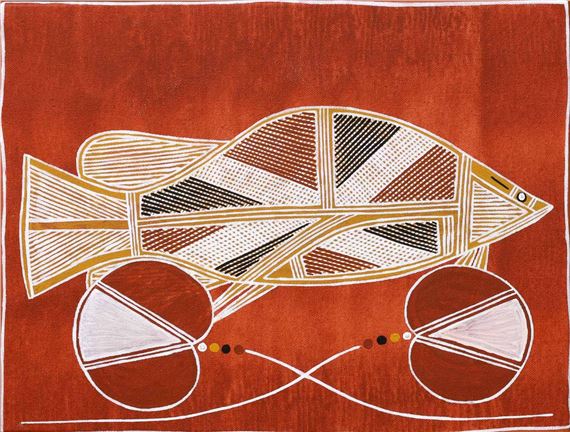 Barramundi and Water Lilies by Craig Nayinggul, 2019