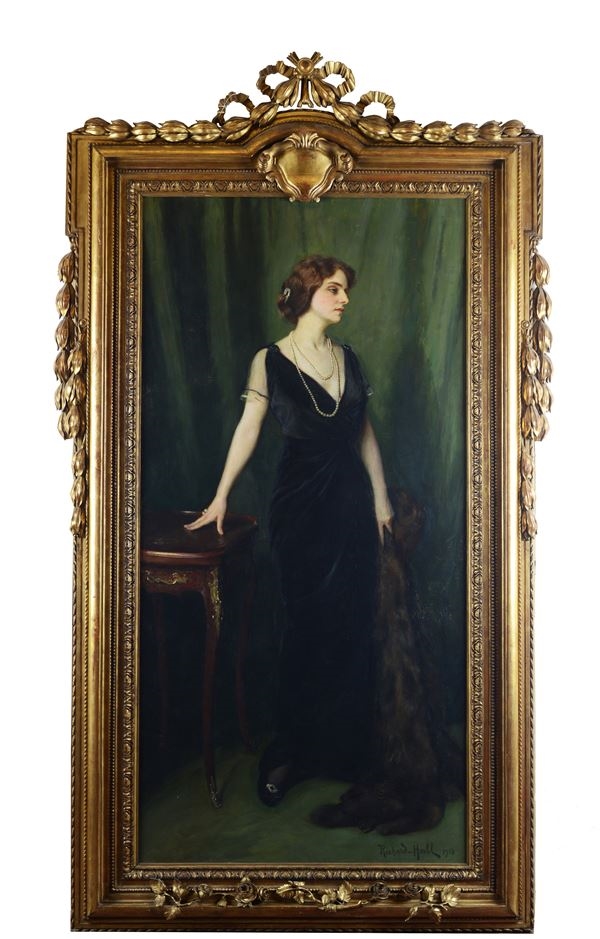 Richard Hall | Portrait of a lady in evening dress (1913) | MutualArt