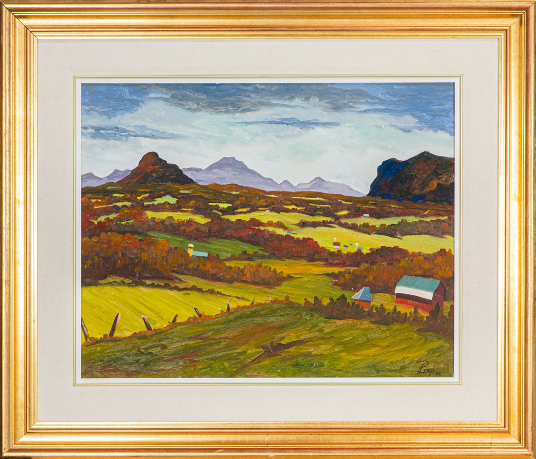 Leandre Proulx Farmland with Distant Mountains (1992) MutualArt