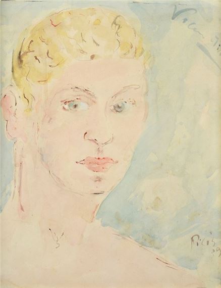 Face of a young blond by Filippo de Pisis, 1939