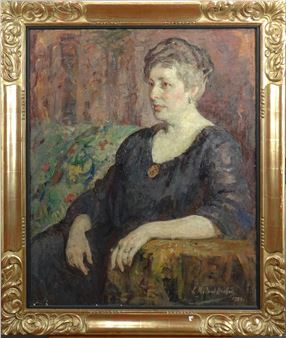 Portrait de dame assise - Louise Roland Brohee