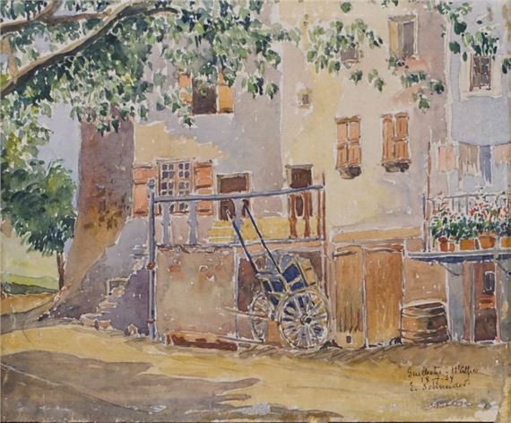 Houses in Guillestre, Hautes-Alpes by E. Schneider, dated 1934