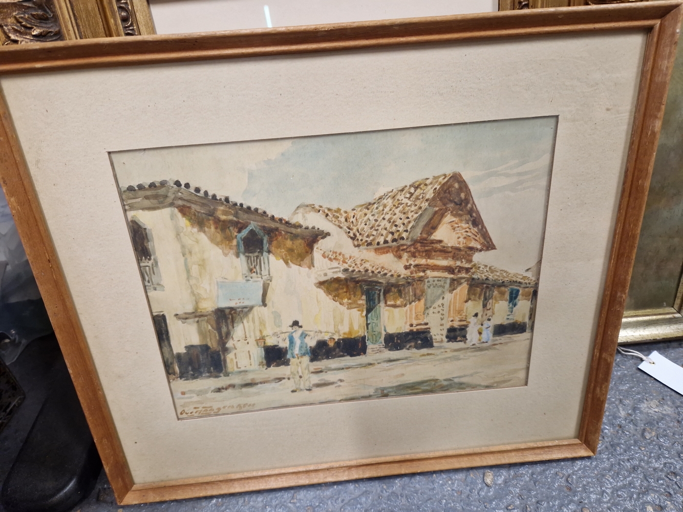 Artwork by Ove Haagensen, TWO VILLAGE STREET SCENES;  A HORSE DRAWN CART, Made of WATERCOLOURS (3)