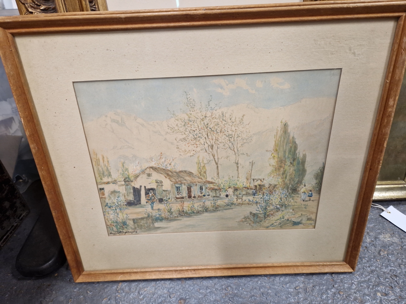 Artwork by Ove Haagensen, TWO VILLAGE STREET SCENES;  A HORSE DRAWN CART, Made of WATERCOLOURS (3)