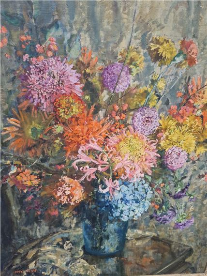 A STILL LIFE OF A VASE OF FLOWERS by Amy Millar Watt