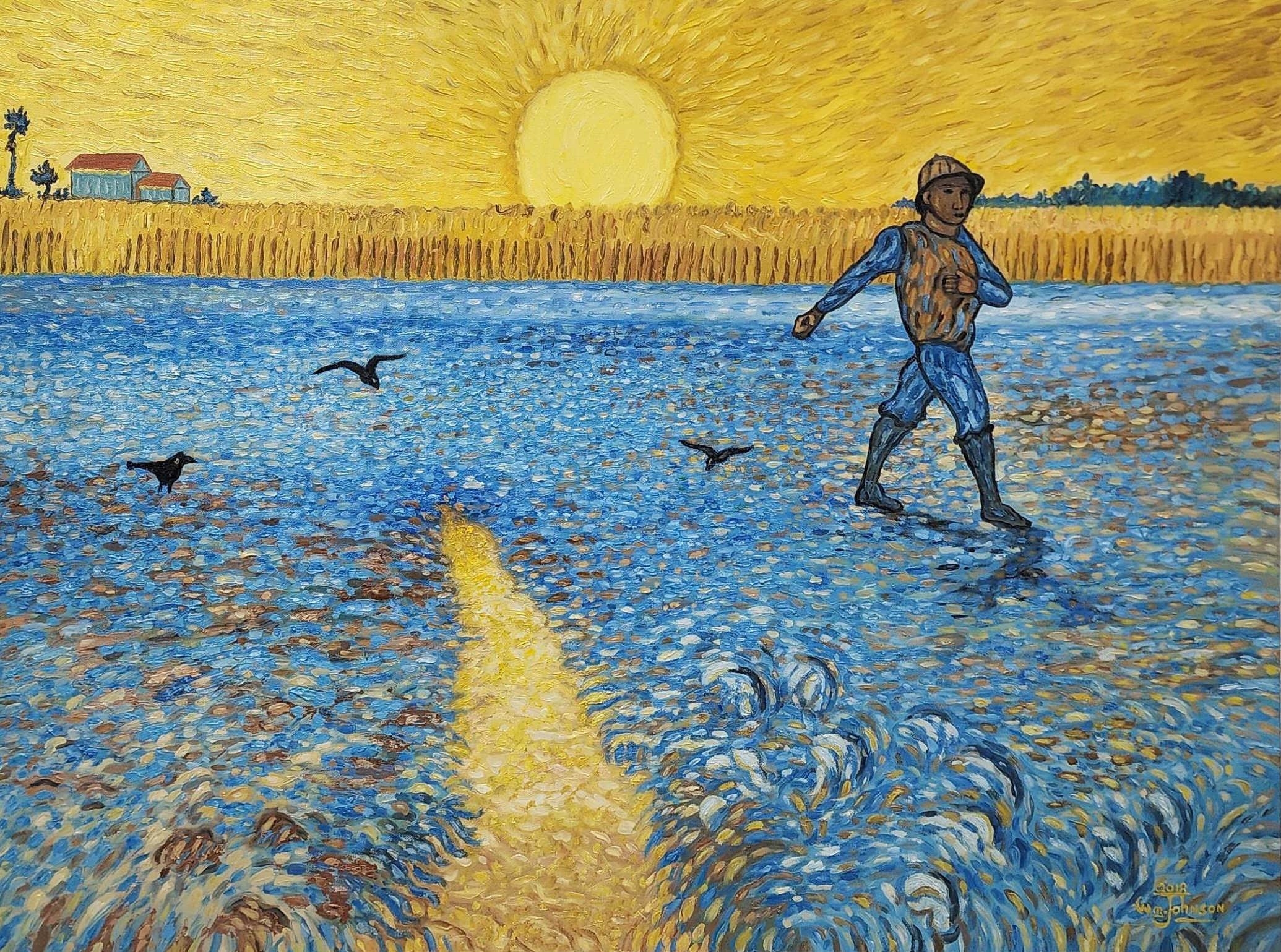 Painting Of Vincent Van Gogh's " Sower With Setting Sun- Arles by Vincent van Gogh, 1888