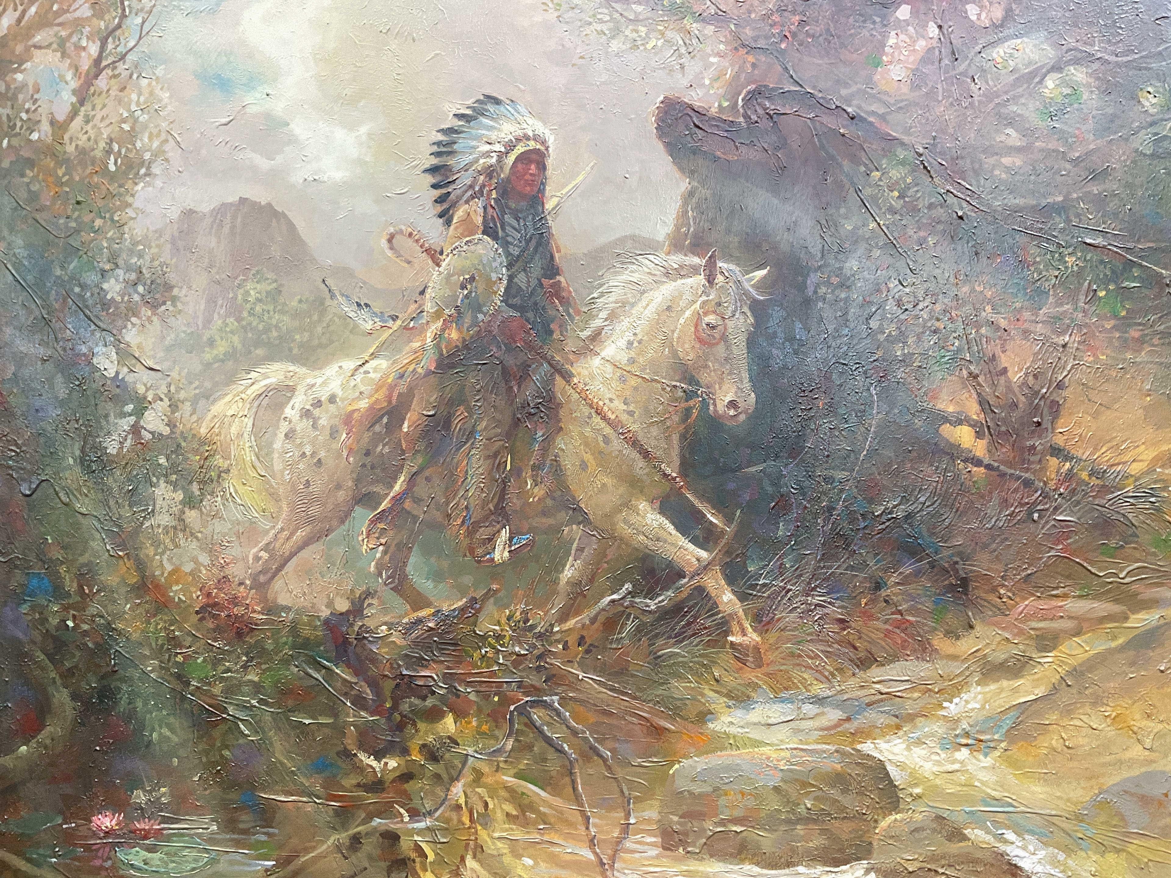 Artwork by Leland D. Beaman, Noble Wild Man in Wild Country, Made of Oil On Canvas