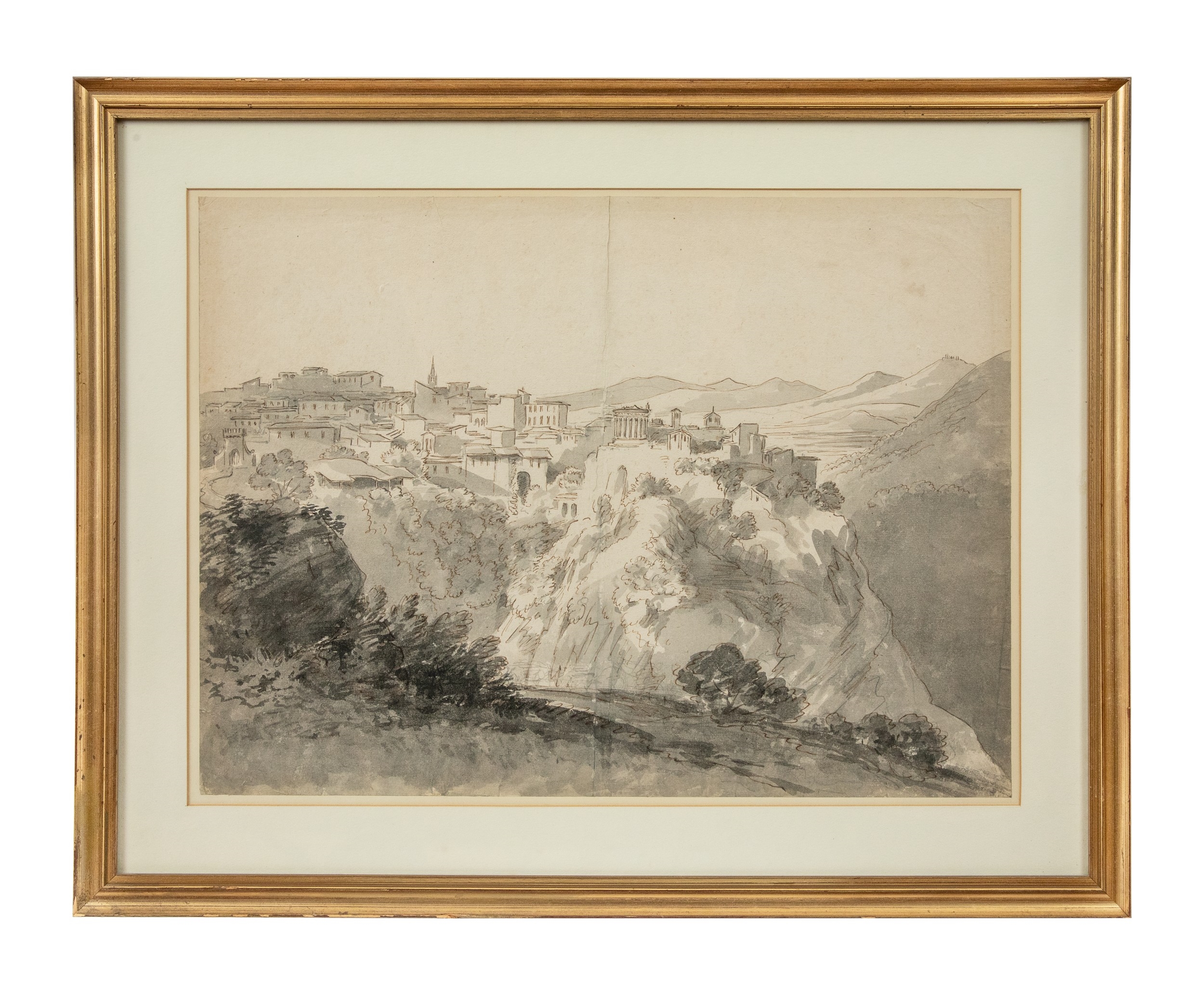 Artwork by William Henry Barnard, A view of Tivoli, Made of Pencil and grey-wash on paper