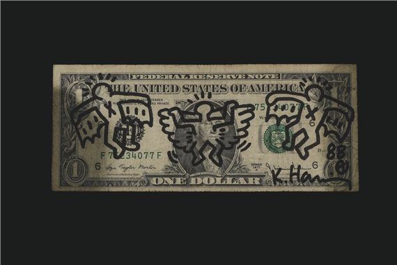 Keith Haring | Billet 1 dollar George Washington (1988) | MutualArt