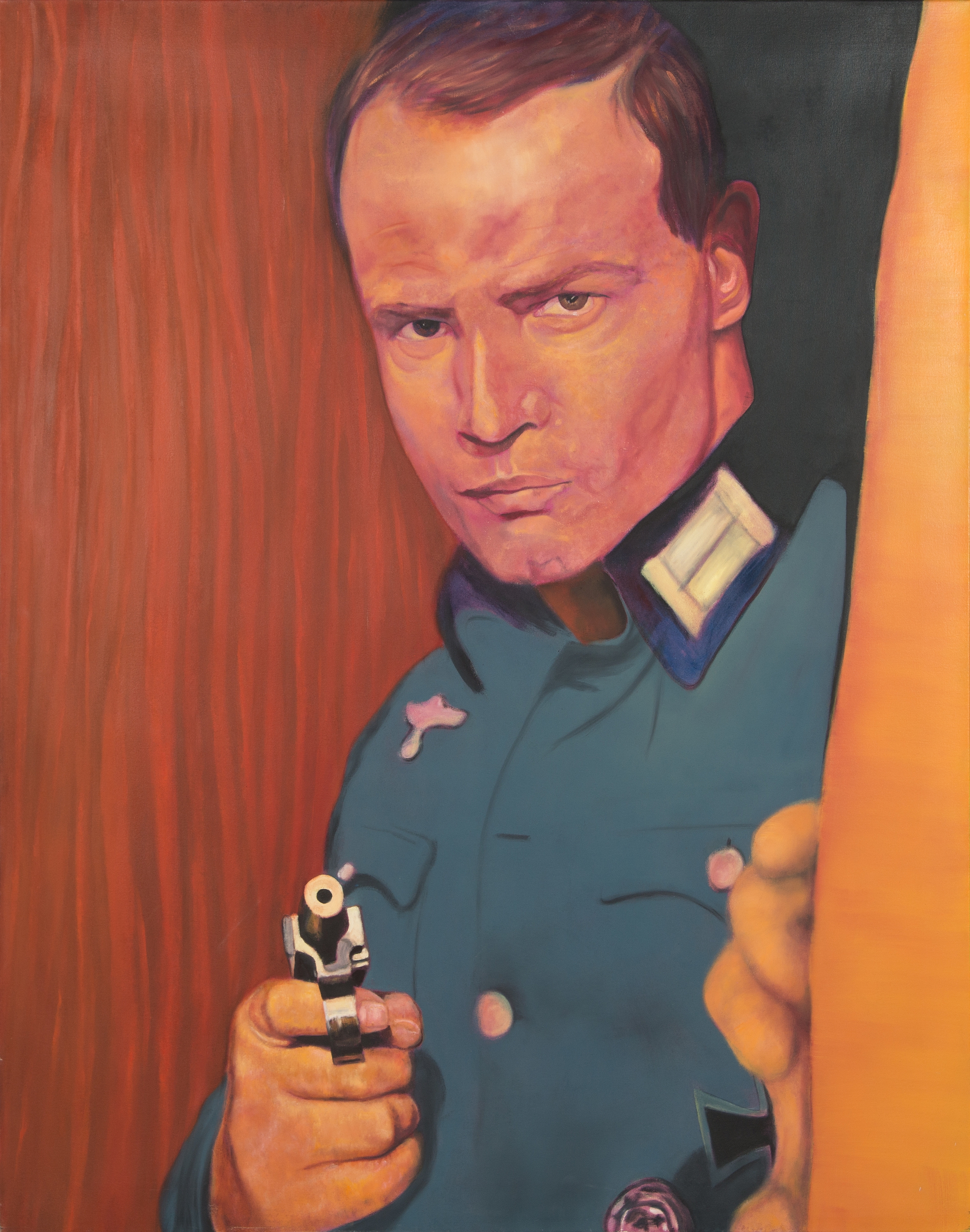 Artwork by Juha Hälikkä, "Marlon with the gun", Made of Oil on canvas
