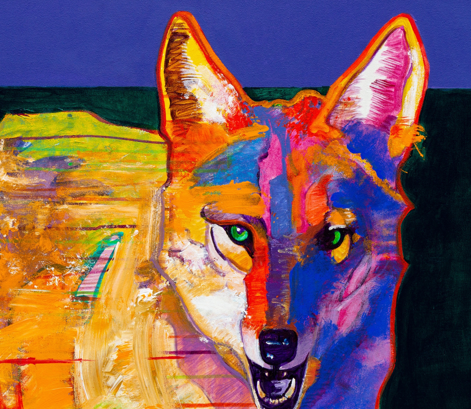 Artwork by John Nieto, Poised Coyote, Made of acrylic on canvas
