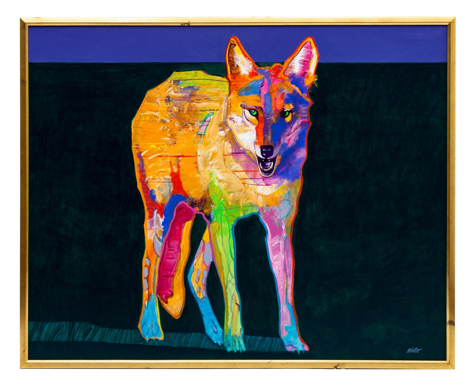 Artwork by John Nieto, Poised Coyote, Made of acrylic on canvas