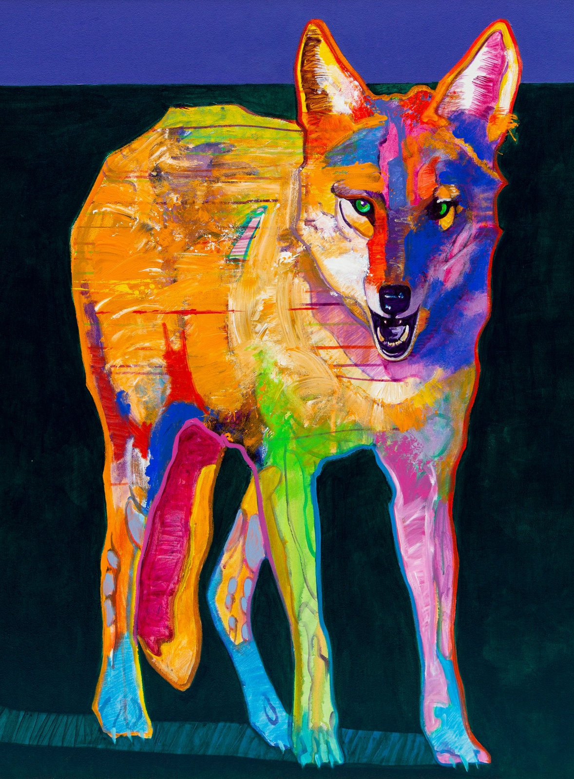 Artwork by John Nieto, Poised Coyote, Made of acrylic on canvas