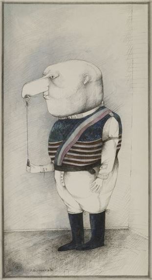 Ink and watercolor by Denis Pouppeville, 1981