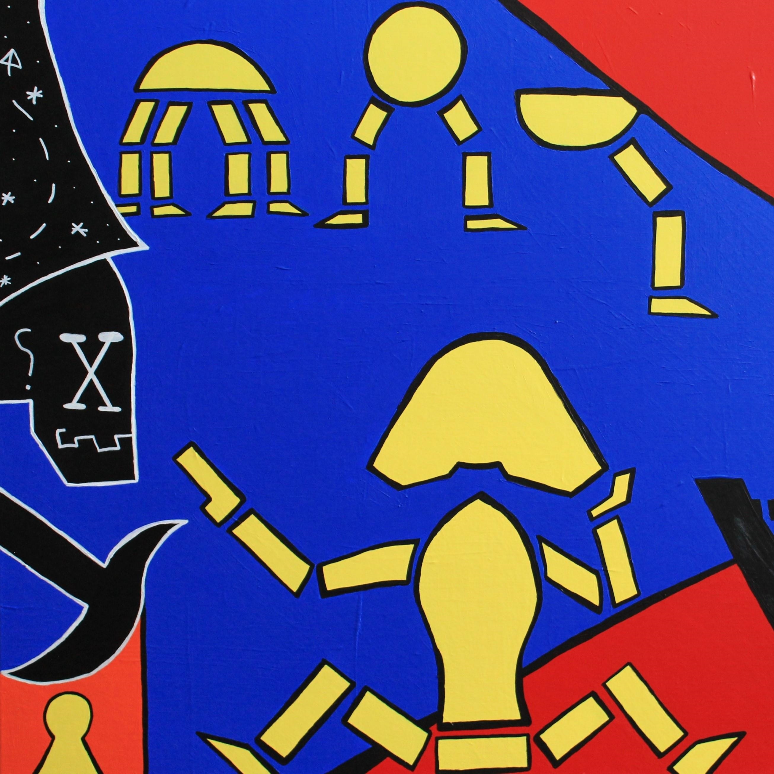 Artwork by Clare Boyce, Life's sixty four dollar question, Made of acrylic paint on framed canvas