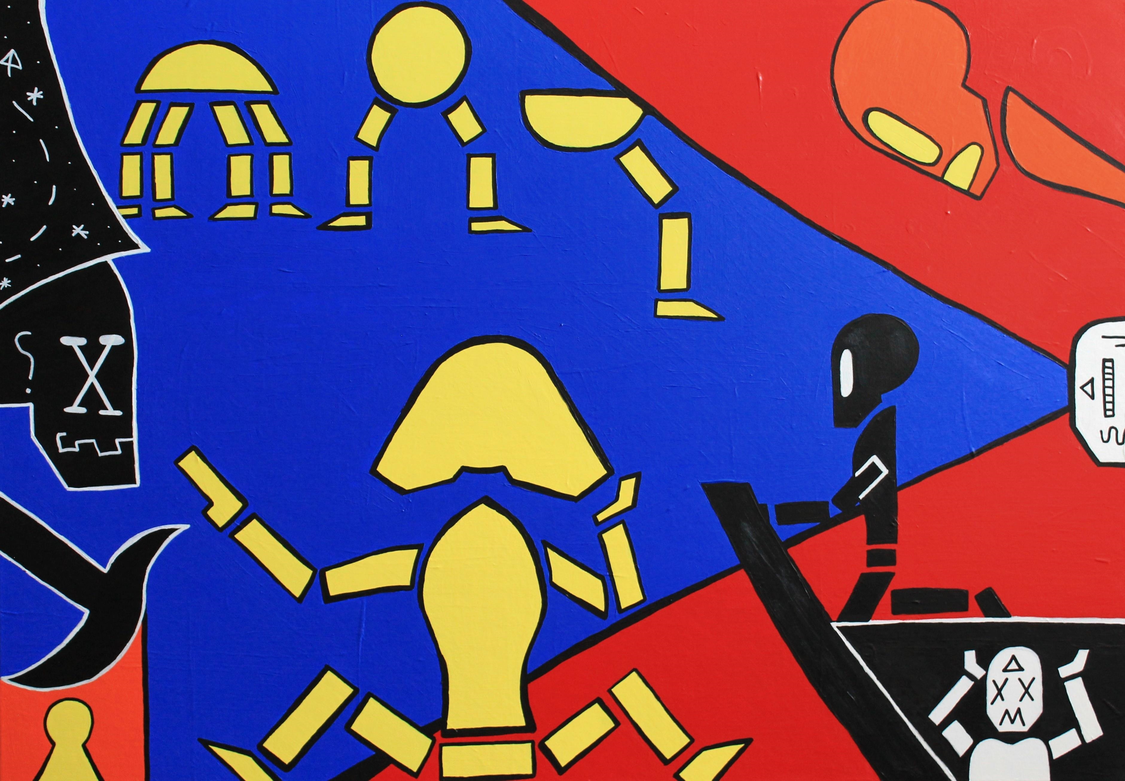 Artwork by Clare Boyce, Life's sixty four dollar question, Made of acrylic paint on framed canvas