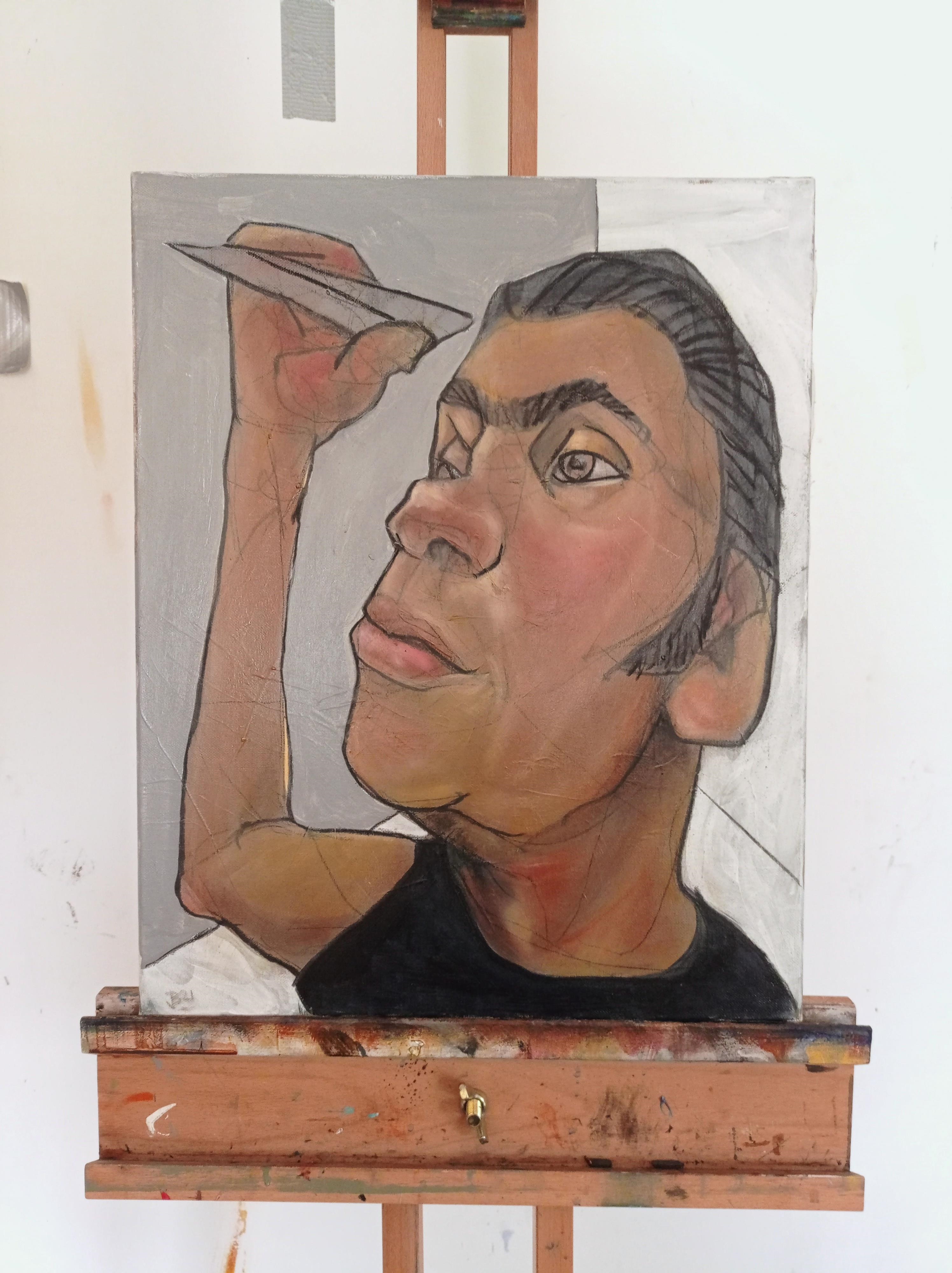 Artwork by Joe Borrow, Paperplane, Made of oil on canvas