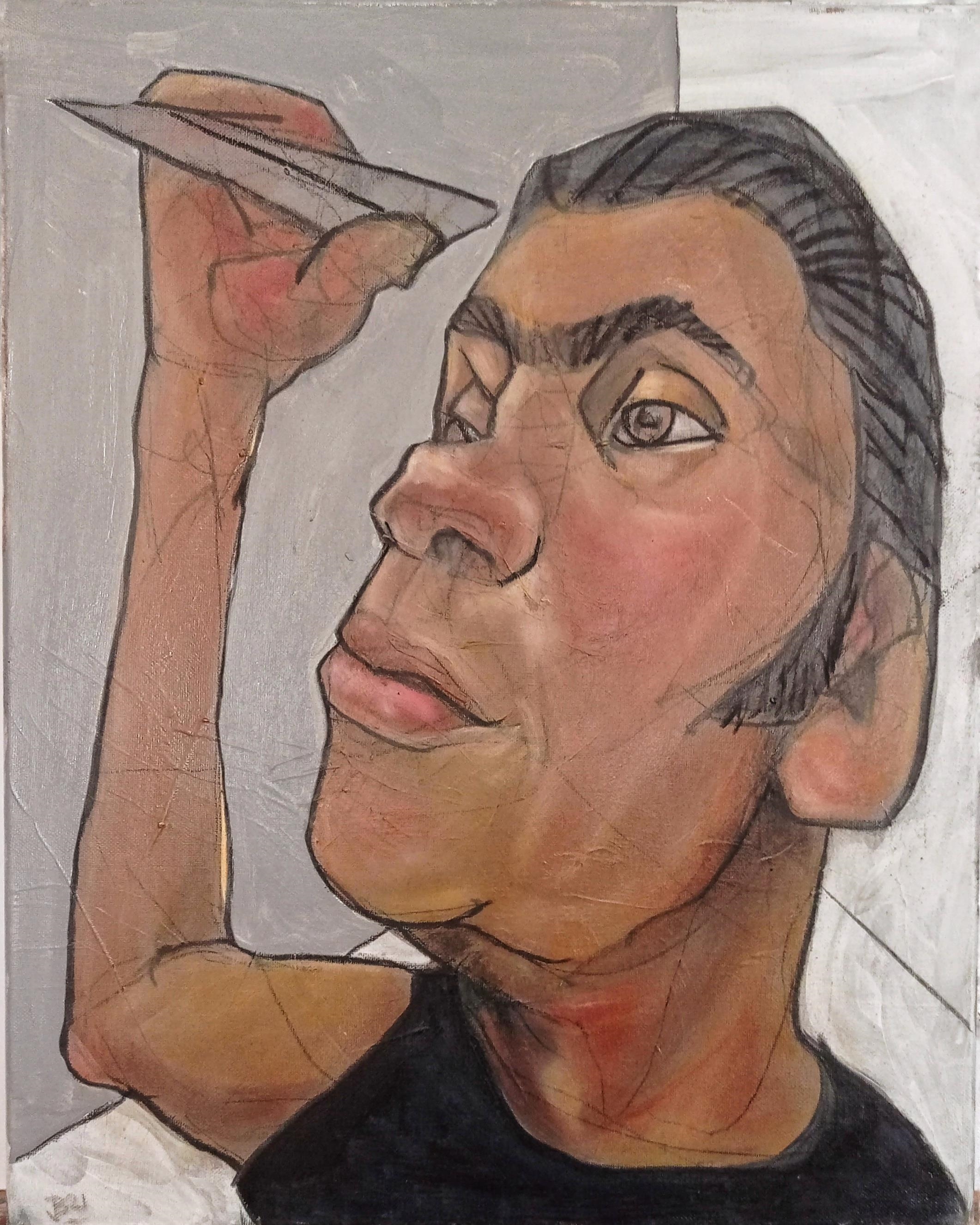 Artwork by Joe Borrow, Paperplane, Made of oil on canvas