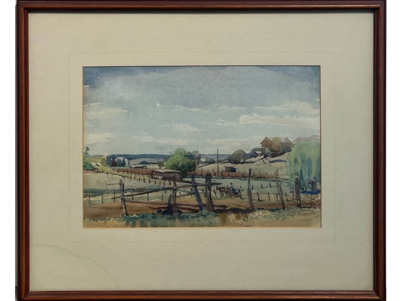 Artwork by Alfred T. Clint, (Farming Landscape), Made of Watercolour