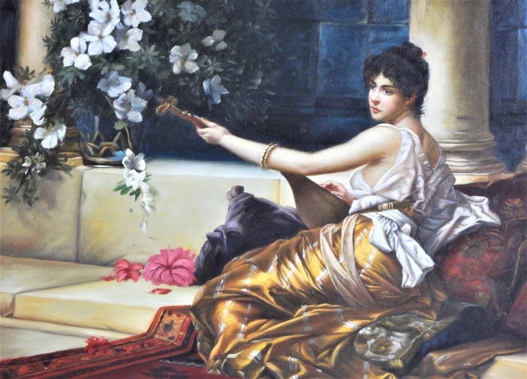 Conrad Kiesel The Mandolin Player, Hand Enhanced Giclee on Canvas