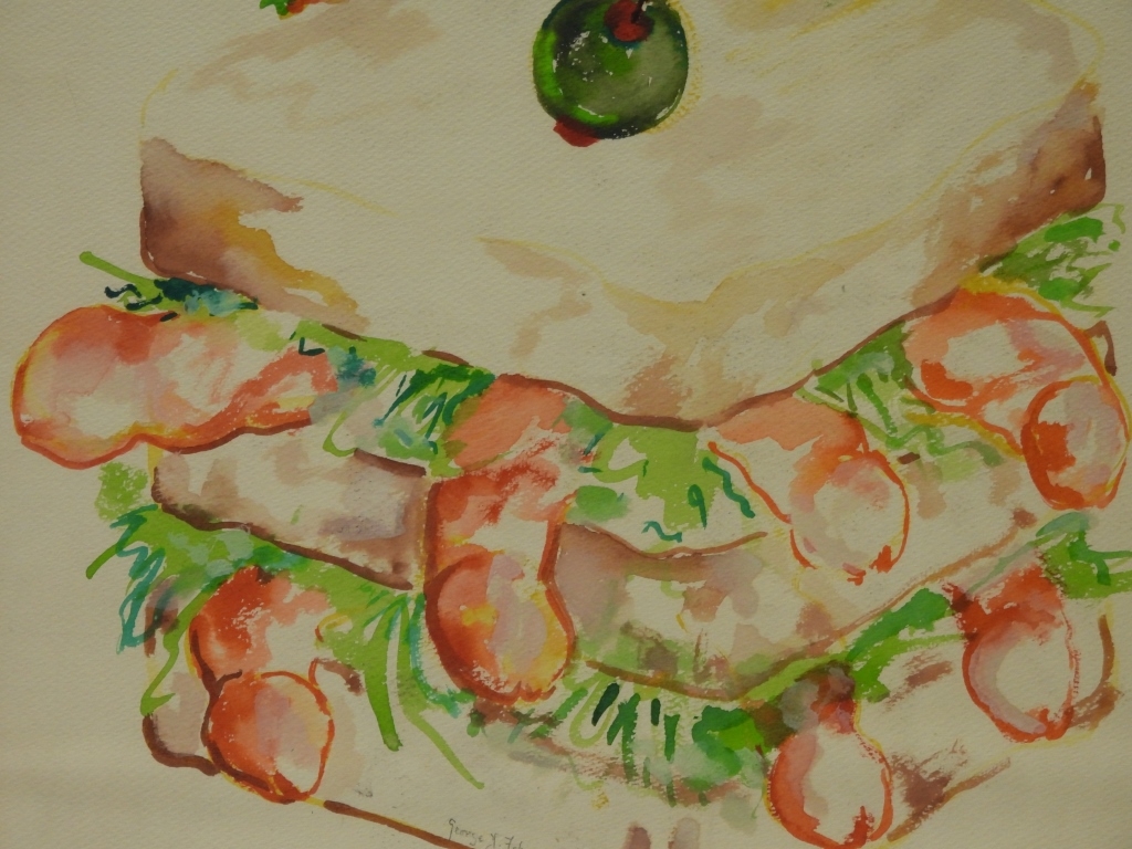 George Febres | Ecuador 1943-1996 Depicts a sandwich bursting with ...