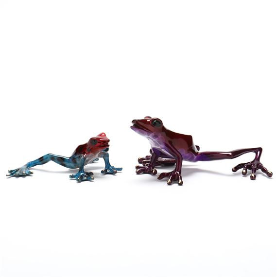 Two Enameled Bronze Treefrogs by Barry Stein, 2009,  2010