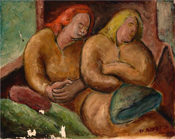 Two Women in a Train by David Armfield, c1948