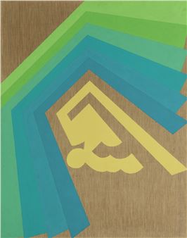 Abstract in blue green and yellow - Victor Burgin