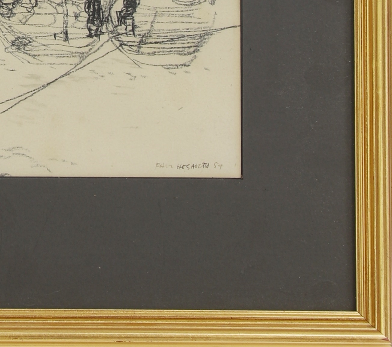 Artwork by Paul Hogarth, Boatmen on the Chang Jiang, Made of charcoal and watercolour