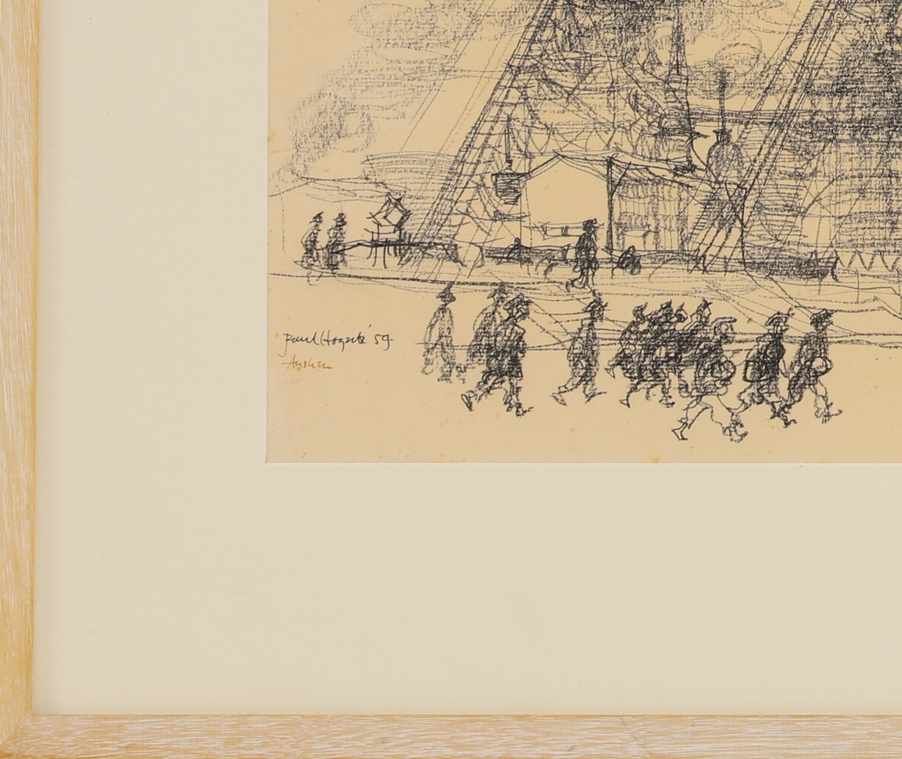 Artwork by Paul Hogarth, Anshan, Made of pencil on coloured paper