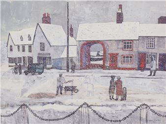 A snowy day High Street Great Bardfield Essex - Edward Bawden