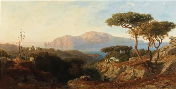 A View of Capri from Massa by Karl Lindemann - Frommel, 1865