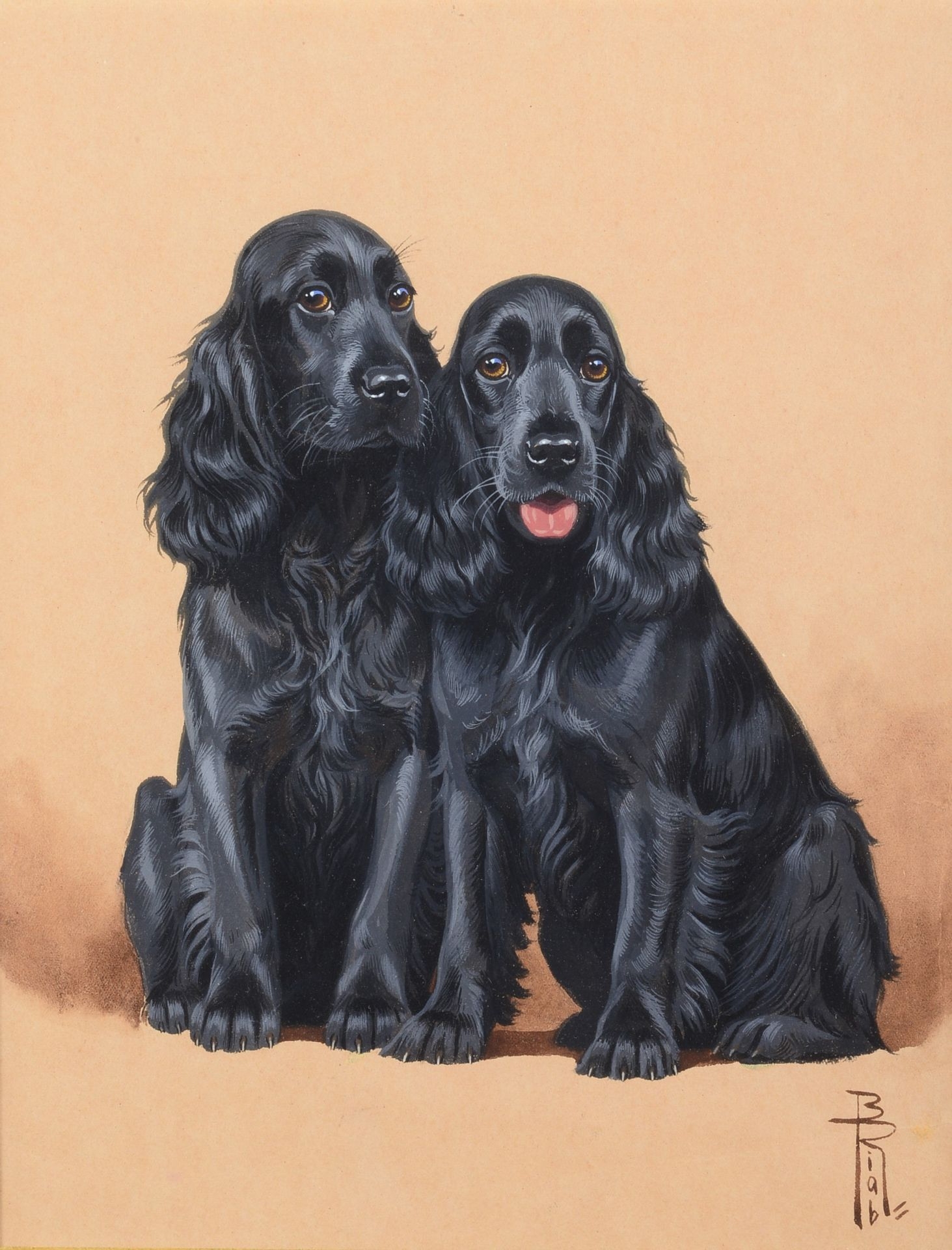 Boris Riab | The two black cockers | MutualArt