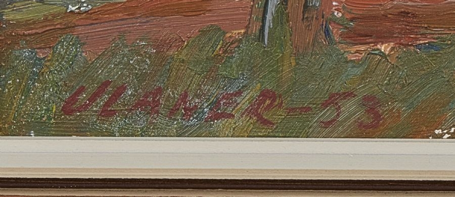 Artwork by Elof Ulaner, Signerad, Made of Olja på pannå